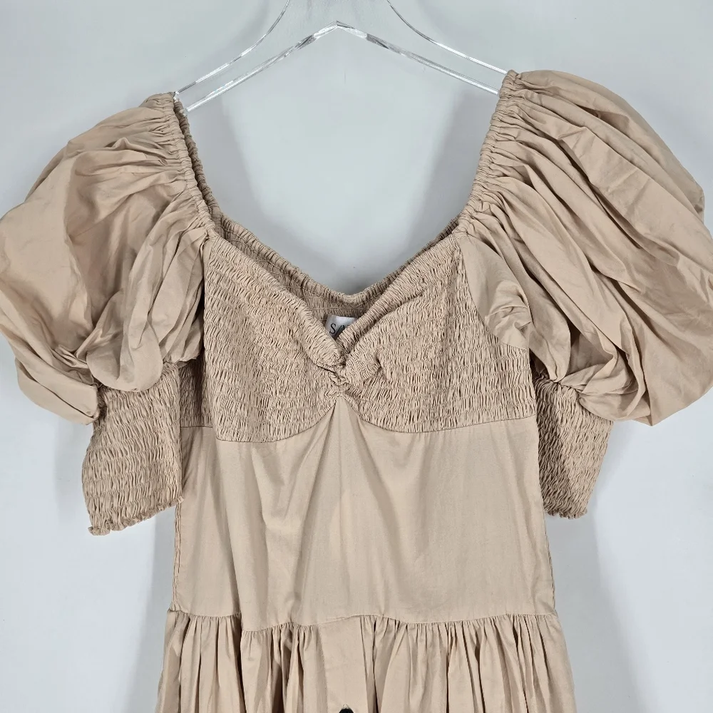 S/W/F Puff Sleeve Sweetheart Dress Travertine XS NEW - Picture 3 of 8
